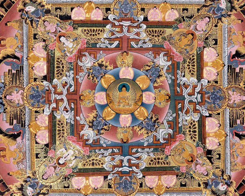 Original Hand-Painted Heruka Mandala Thangka | Tibetan Buddhist Meditation And Yoga Art |