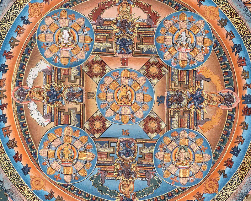 Shakyamuni Buddha Mandala Thangka | Original Hand Painted Tibetan Buddhist Meditation & Yoga Art |