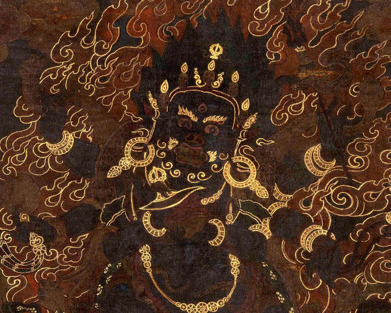 6 Armed Mahakala | Vintage Tibetan Thangka Painting