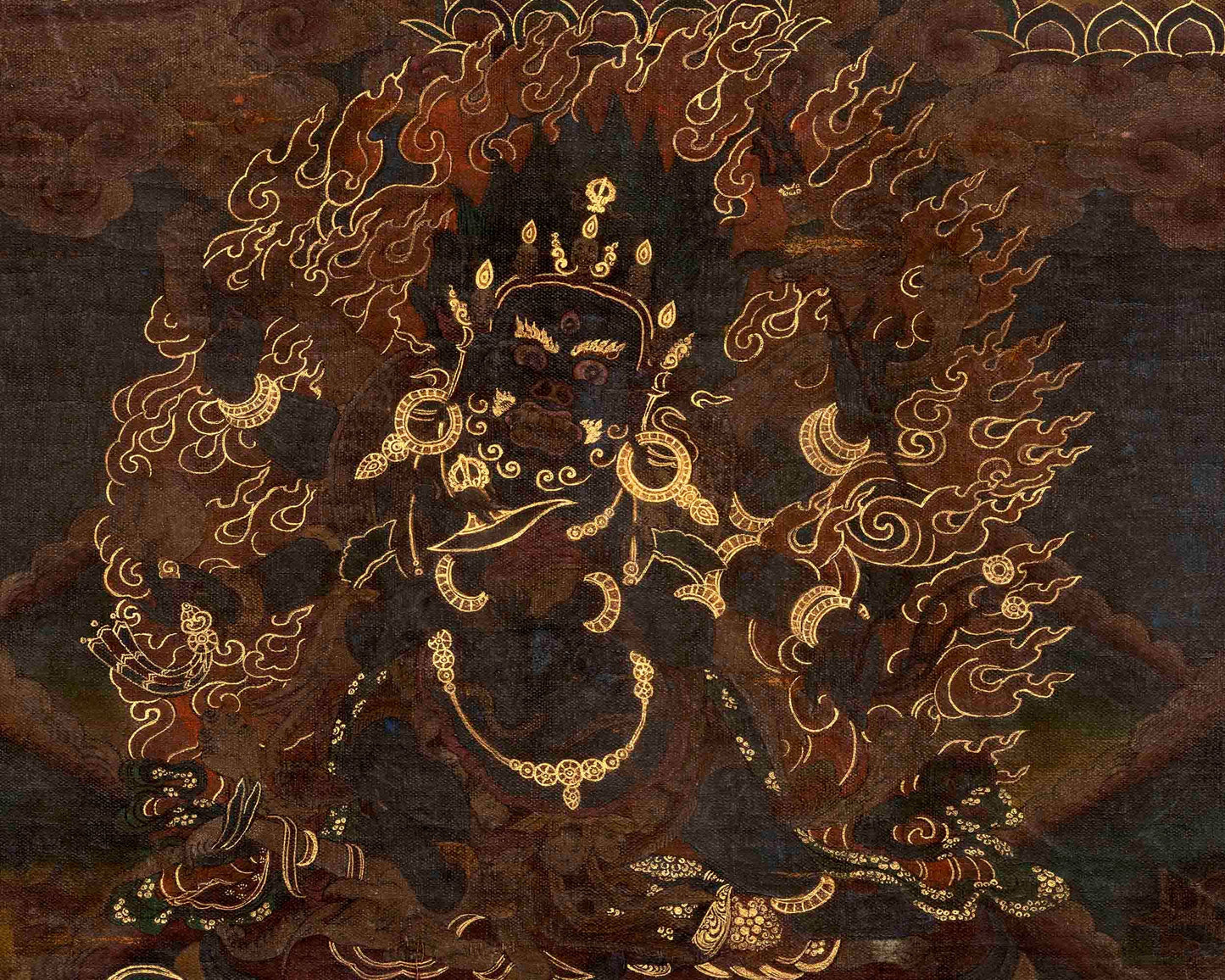 6 Armed Mahakala | Vintage Tibetan Thangka Painting