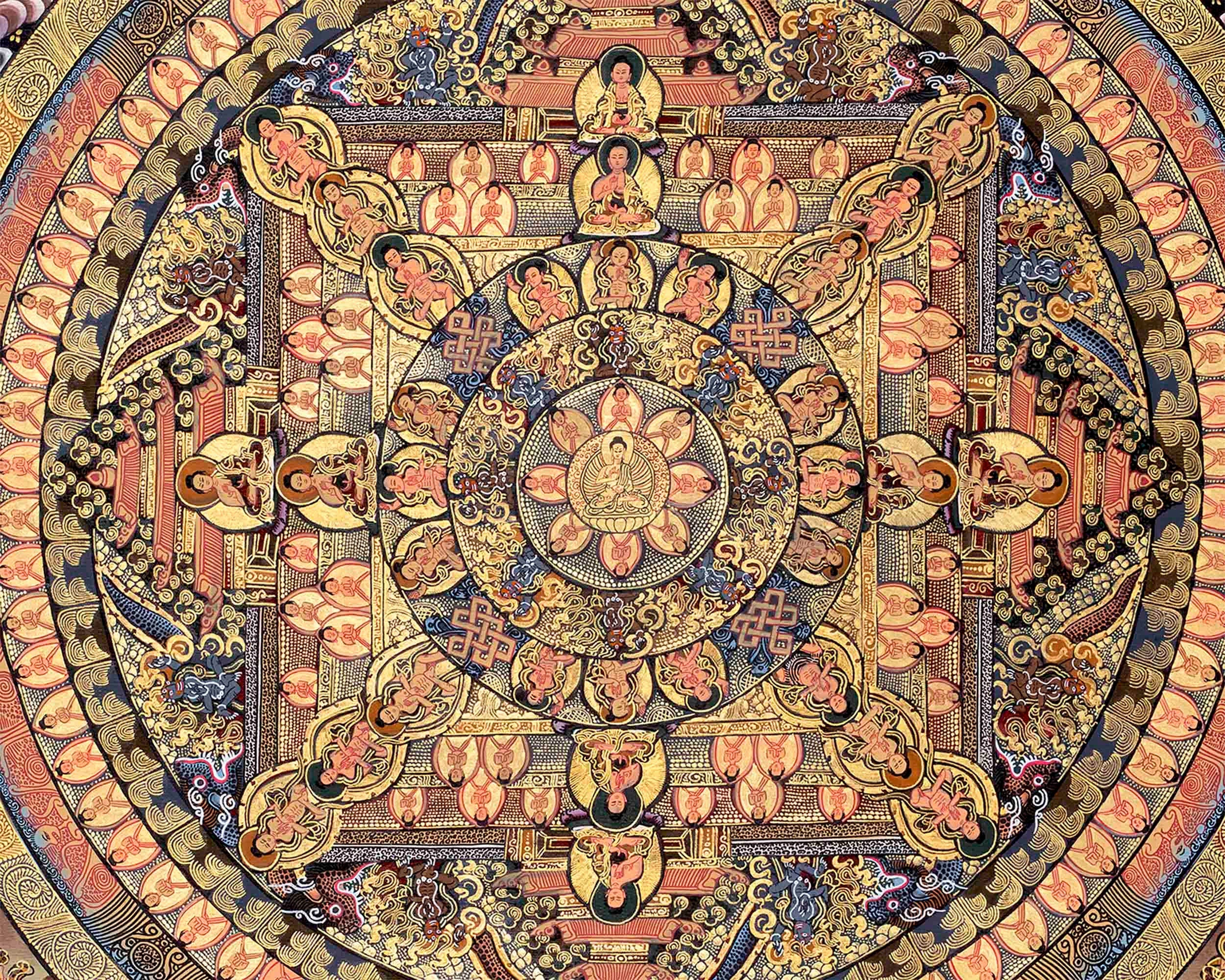 Vintage Authentic Buddha Mandala | Tibetan Wall Decoration Painting | Thangka Painting for Home Decor |