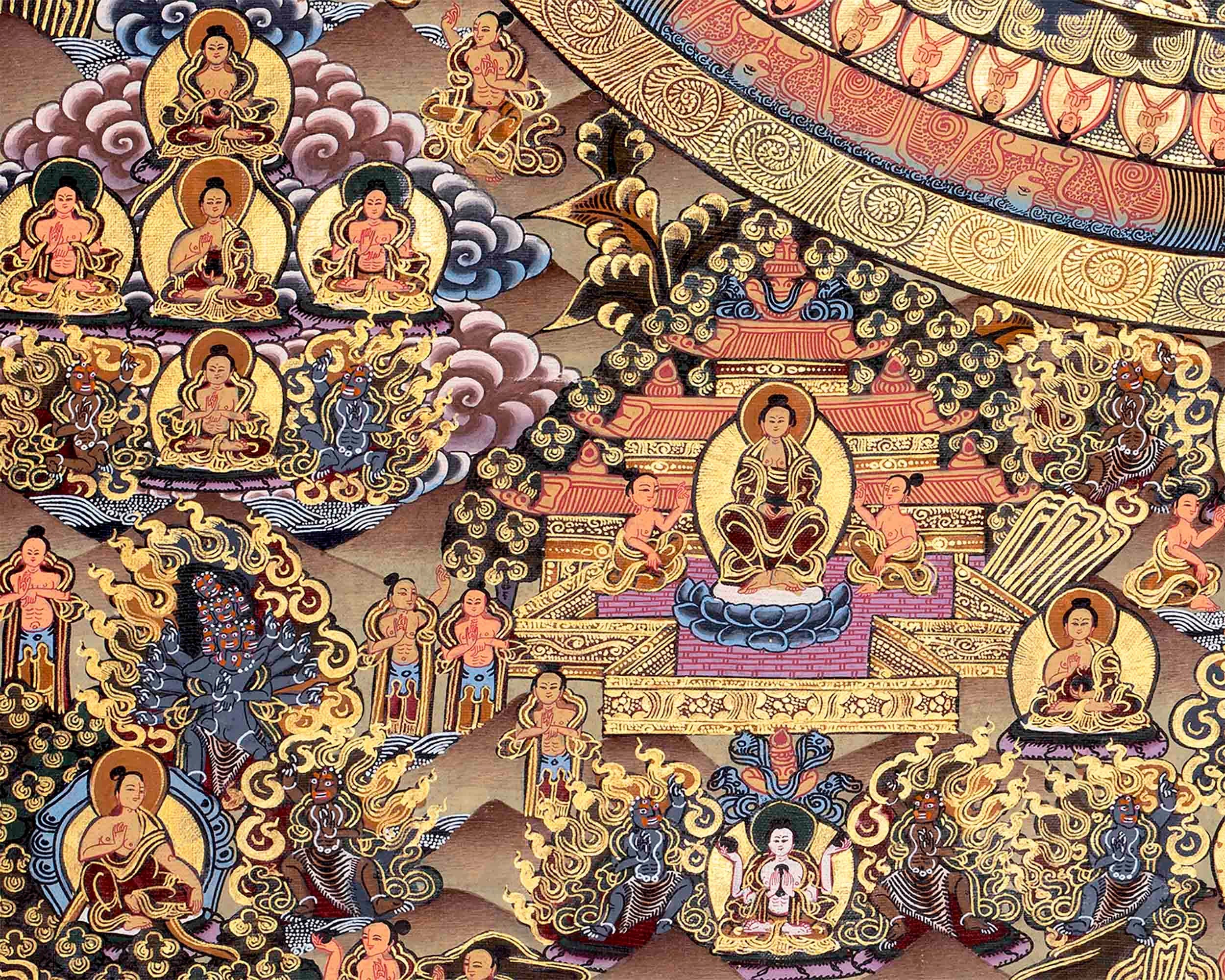 Vintage Authentic Buddha Mandala | Tibetan Wall Decoration Painting | Thangka Painting for Home Decor |