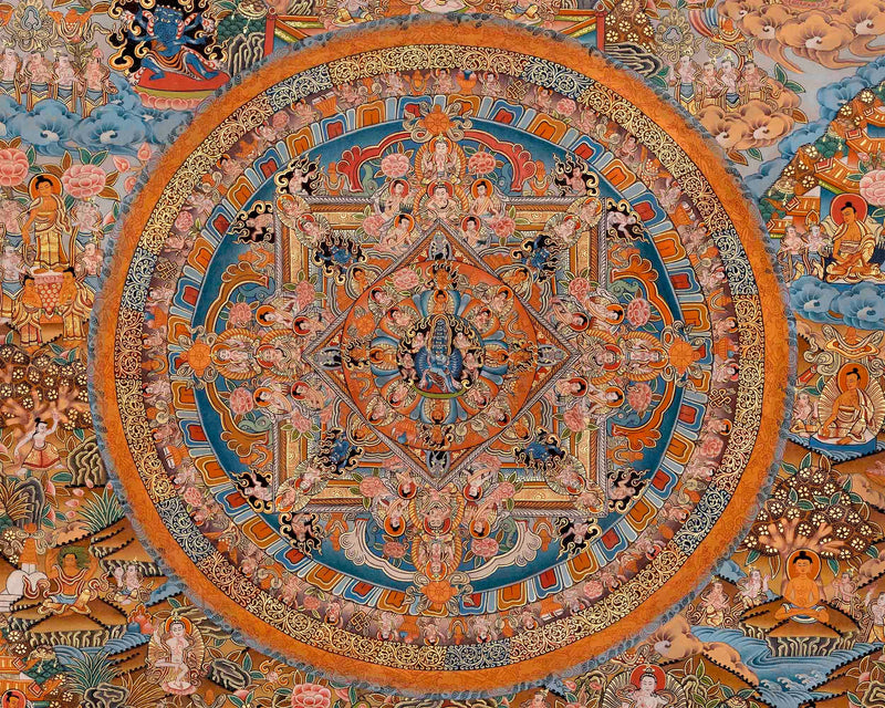 Old Vajra Heruka Mandala thangka/Buddhist thangka