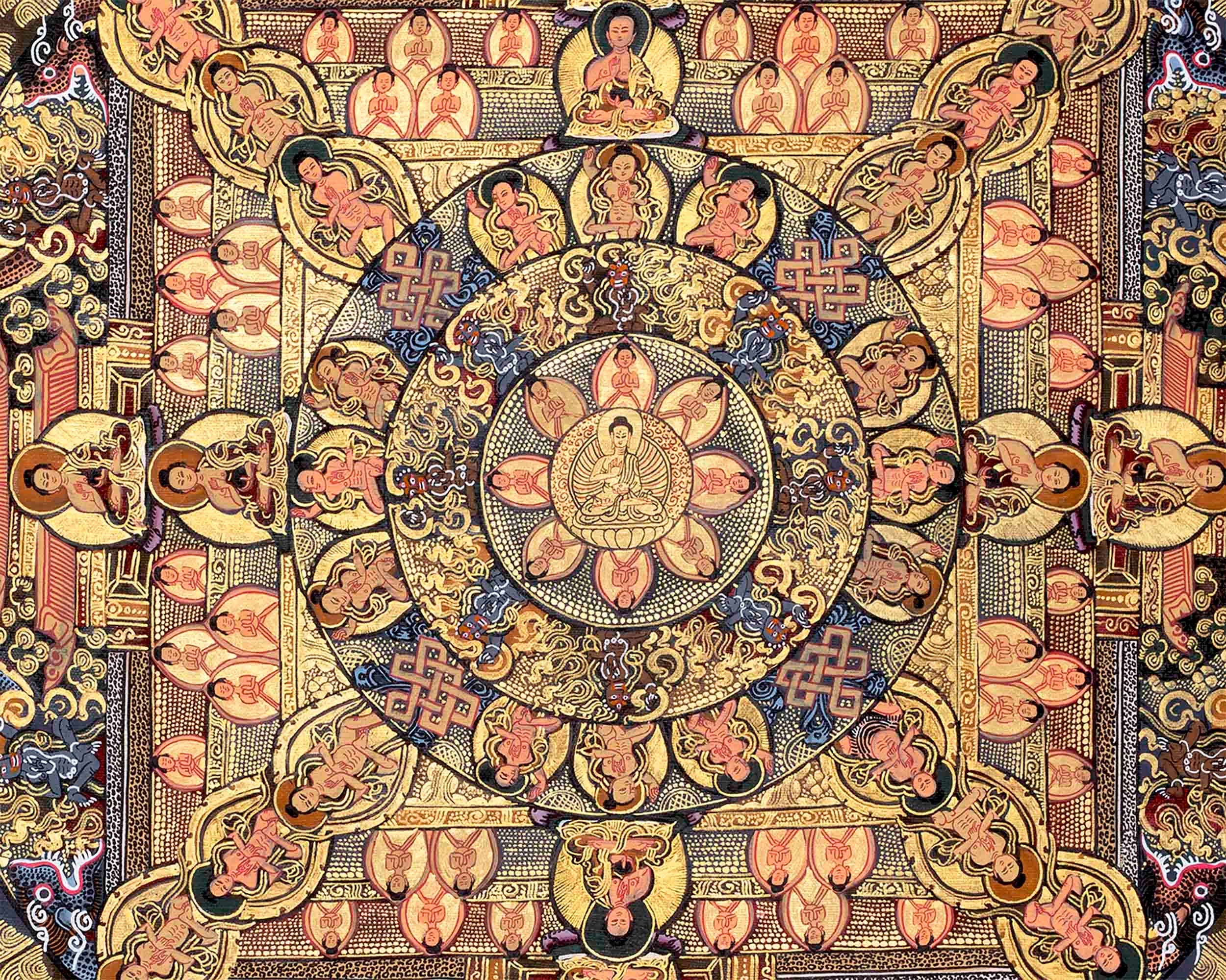Vintage Authentic Buddha Mandala | Tibetan Wall Decoration Painting | Thangka Painting for Home Decor |