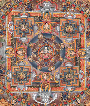 Vintage Buddha Mandala Thangka in Fine Quality |  Rare Genuine Hand Painted  Tibetan thangka |