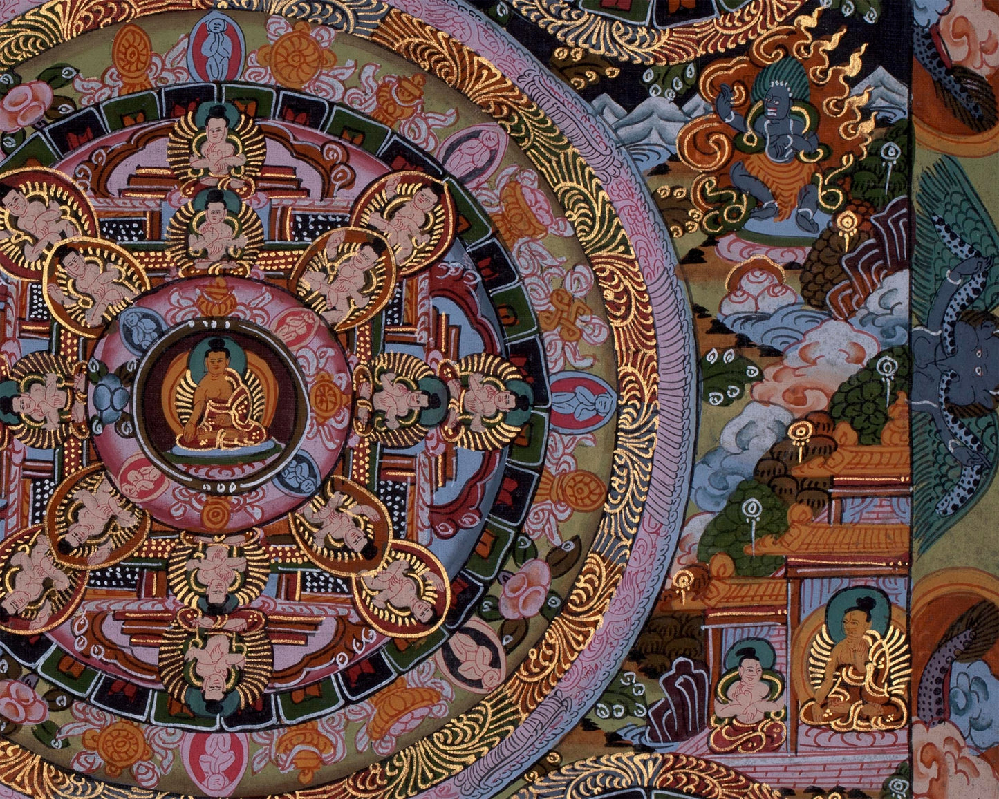 Authentic Hand-Painted Buddha Mandala | Tibetan Thangka Art for Meditation