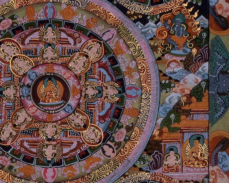 Authentic Hand-Painted Buddha Mandala | Tibetan Thangka Art for Meditation