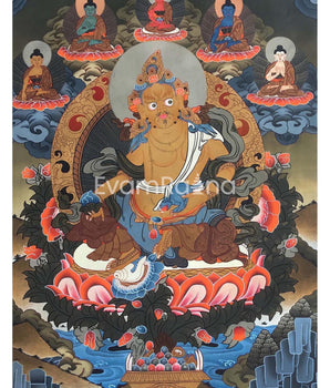 Original Hand Painted Dzambala Thangka Painting | Master Quality Buddhist Art |