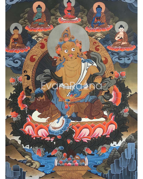 Original Hand Painted Dzambala Thangka Painting | Master Quality Buddhist Art |