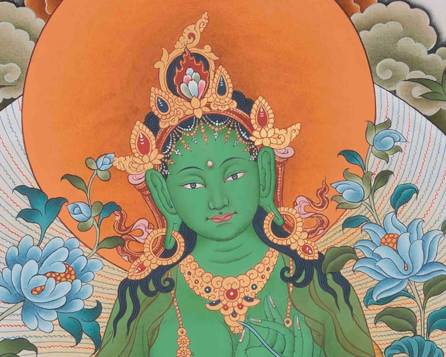 21 Tara Thangka With Beautiful Face and Master Quality Workmanship | Brocade Mounted