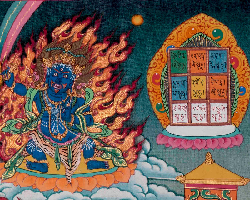 Original Hand Painted Tibetan Calendar Thangka Painting | Protective Talisman