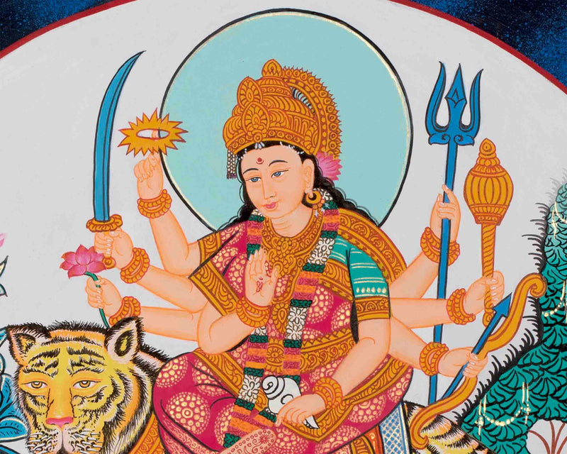 Bhagvati Deity Thangka Painting| Radiate Wisdom and Serenity | Original Hand Painted Spiritual Art for Your Sacred Space