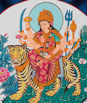 Bhagvati Deity Thangka Painting| Radiate Wisdom and Serenity | Original Hand Painted Spiritual Art for Your Sacred Space