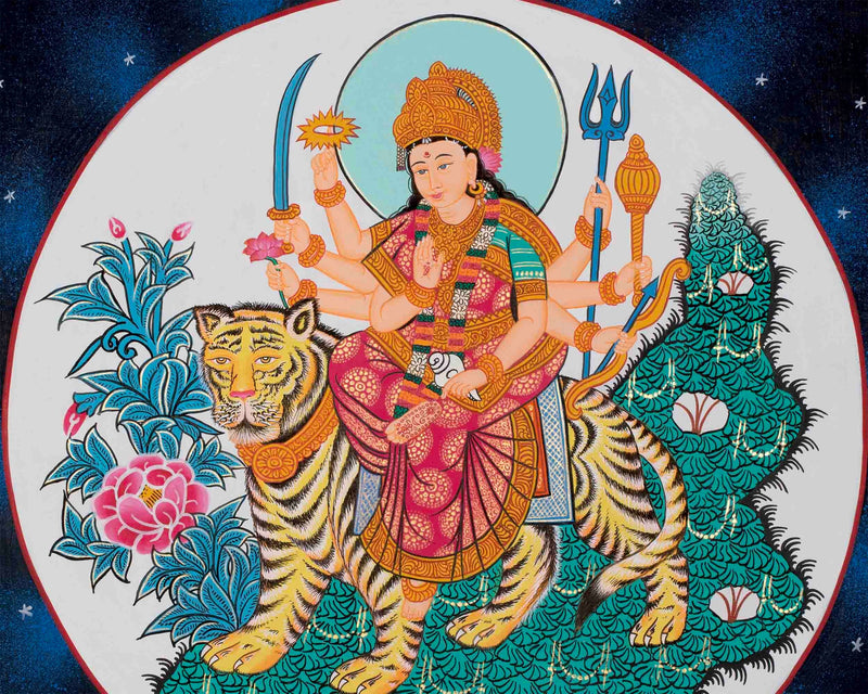 Bhagvati Deity Thangka Painting| Radiate Wisdom and Serenity | Original Hand Painted Spiritual Art for Your Sacred Space