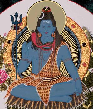 Lord Shiva Thangka Painting | Original Hand-painted Mahadev Thangka Art