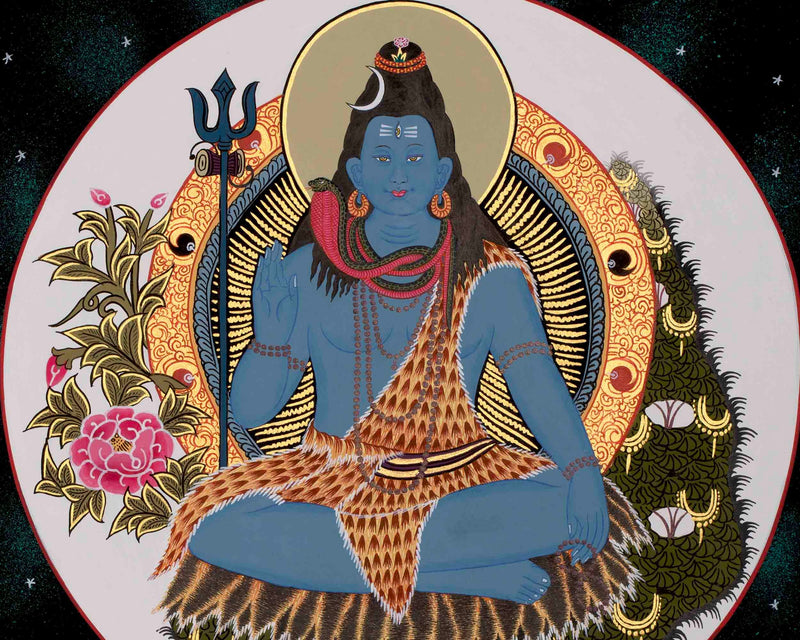 Lord Shiva Thangka Painting | Original Hand-painted Mahadev Thangka Art