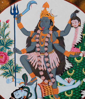 Kali Deity Thangka Painting | Handcrafted Expression of Power and Grace | Original Hand Painted Thangka Art |