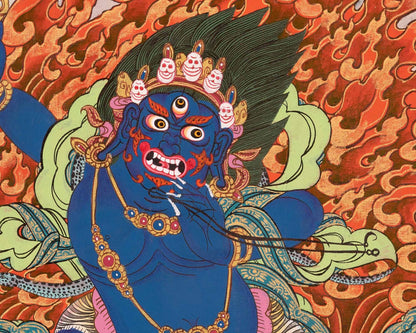 Brocaded Bodhisattva Vajrapani Thangka | Wall Decoration Art | Vajrayana Buddhism