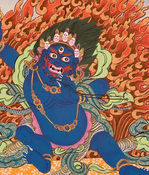 Brocaded Bodhisattva Vajrapani Thangka | Wall Decoration Art | Vajrayana Buddhism