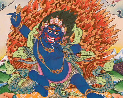 Brocaded Bodhisattva Vajrapani Thangka | Wall Decoration Art | Vajrayana Buddhism