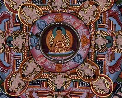 Authentic Hand-Painted Buddha Mandala | Tibetan Thangka Art for Meditation