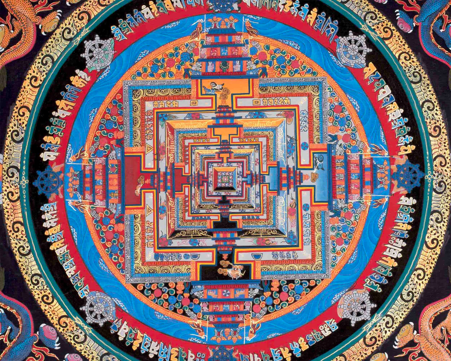 Dragon Kalachakra Mandala Thangka | Wall Hanging Yoga Meditation Canvas Art