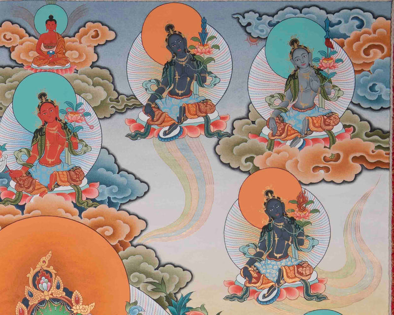 21 Tara Thangka With Beautiful Face and Master Quality Workmanship | Brocade Mounted