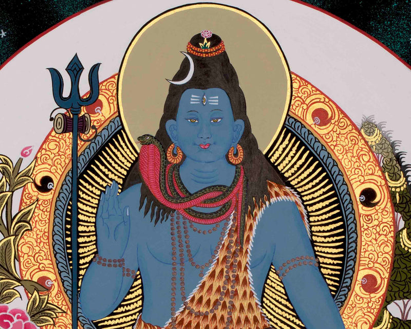 Lord Shiva Thangka Painting | Original Hand-painted Mahadev Thangka Art