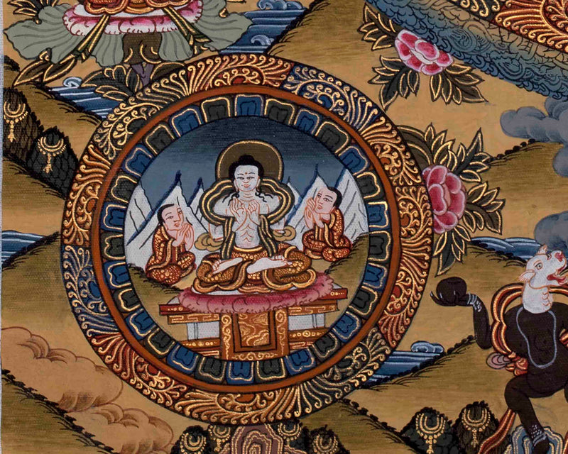 Vintage Buddha Mandala | Hand-Painted Thangka Painting | Spiritual Home Decor