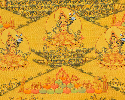 Full Gold Style 21 Green Taras Thangka | Buddhist Art | Master Quality | Thangka Painting |