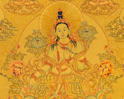 Full Gold Style 21 Green Taras Thangka | Buddhist Art | Master Quality | Thangka Painting |