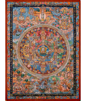 Vairocana Buddha & Shakyamuni Buddha Mandala Thangka | Religious Wall Art