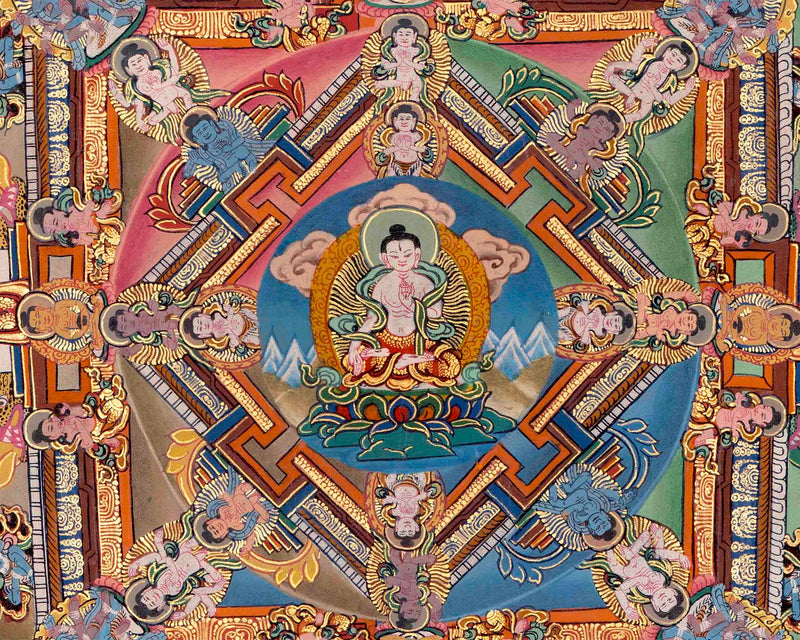 Vairocana Buddha & Shakyamuni Buddha Mandala Thangka | Religious Wall Art