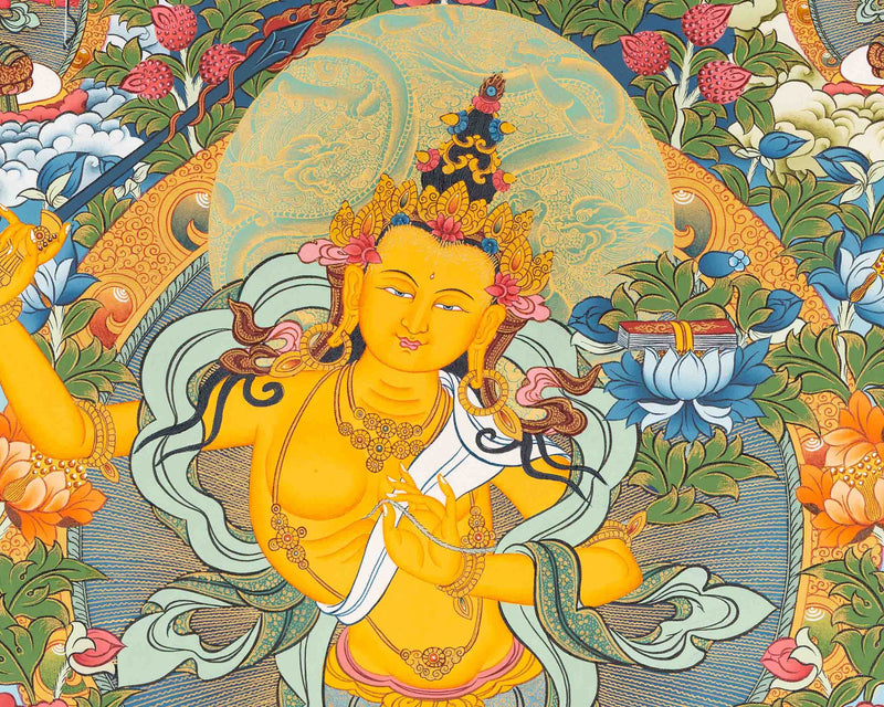 Manjushri Thangka Painting | Original Hand-Painted Bodhisattva Of Wisdom |