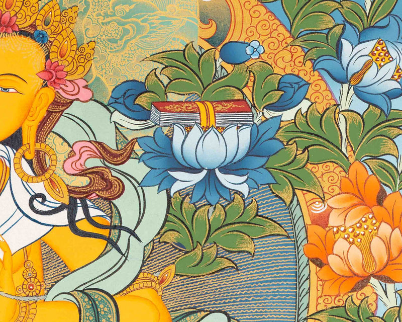 Manjushri Thangka Painting | Original Hand-Painted Bodhisattva Of Wisdom |