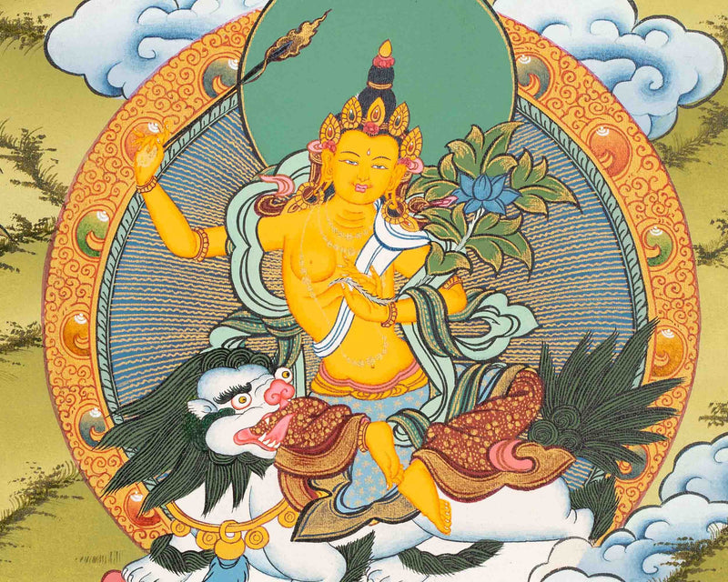 Manjushri Thangka Painting | Original Hand-Painted Bodhisattva Of Wisdom |