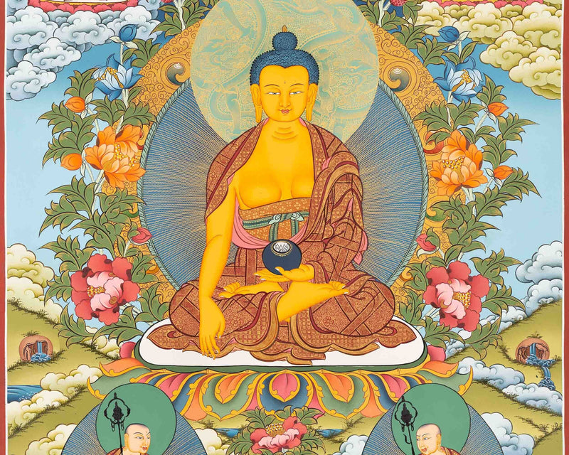 Original Shakyamuni Buddha Thangka | Hand-Painted Tibetan Buddhist Art For Peace