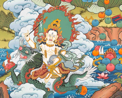 Original Hand Painted Dzambala Thangka Painting | Buddhist Wall Decor Painting