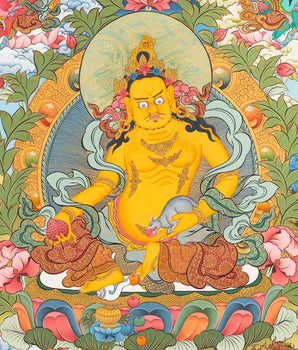 Original Hand Painted Dzambala Thangka Painting | Buddhist Wall Decor Painting