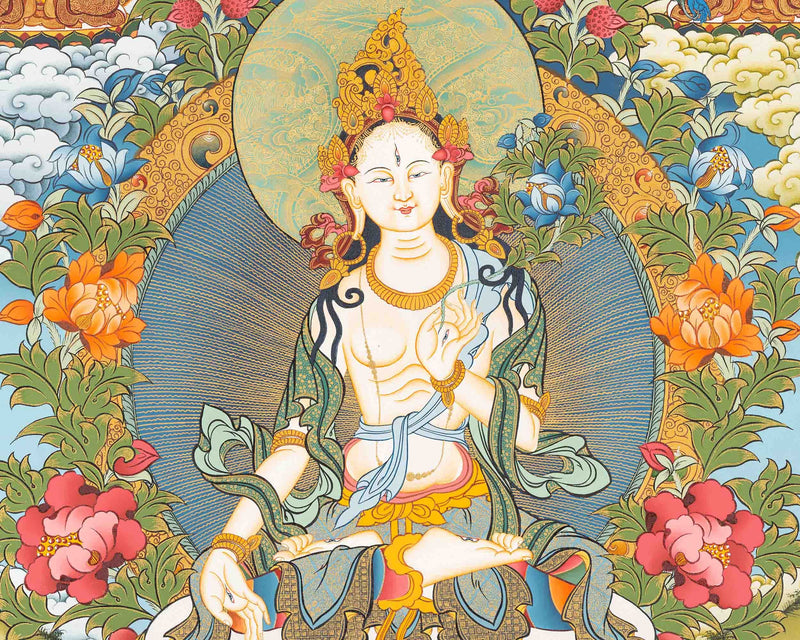 White Tara Thangka Painting | Original Hand-Painted Art