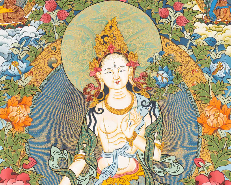 White Tara Thangka Painting | Original Hand-Painted Art