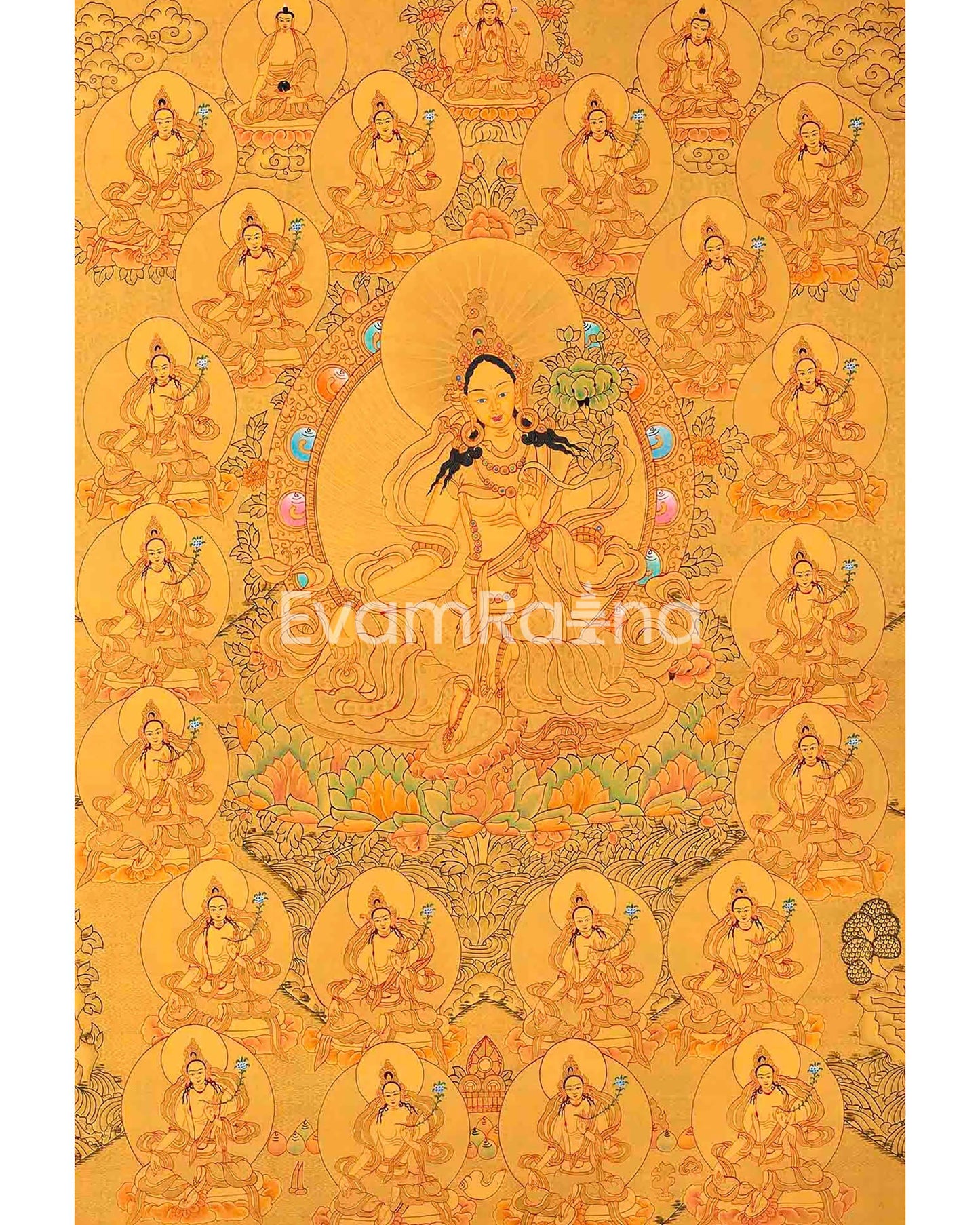 Full 24K Gold Style 21 Green Tara Thangka | Fine Quality | Green Tara Goddess |