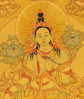 Full Gold Style 21 Green Taras Thangka | Buddhist Art | Master Quality | Thangka Painting |