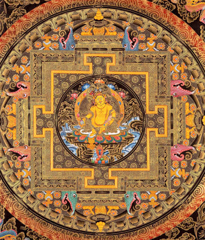 Sacred Dzambala Mandala  | Original Hand Painted Wealth Deity Wall Decor Painting