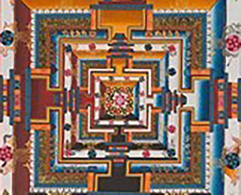 Original Hand Painted Fine Quality Kalchakra Mandala Thangka | Orange Colored Tibetan Buddhist Wheel Of Time Mandala