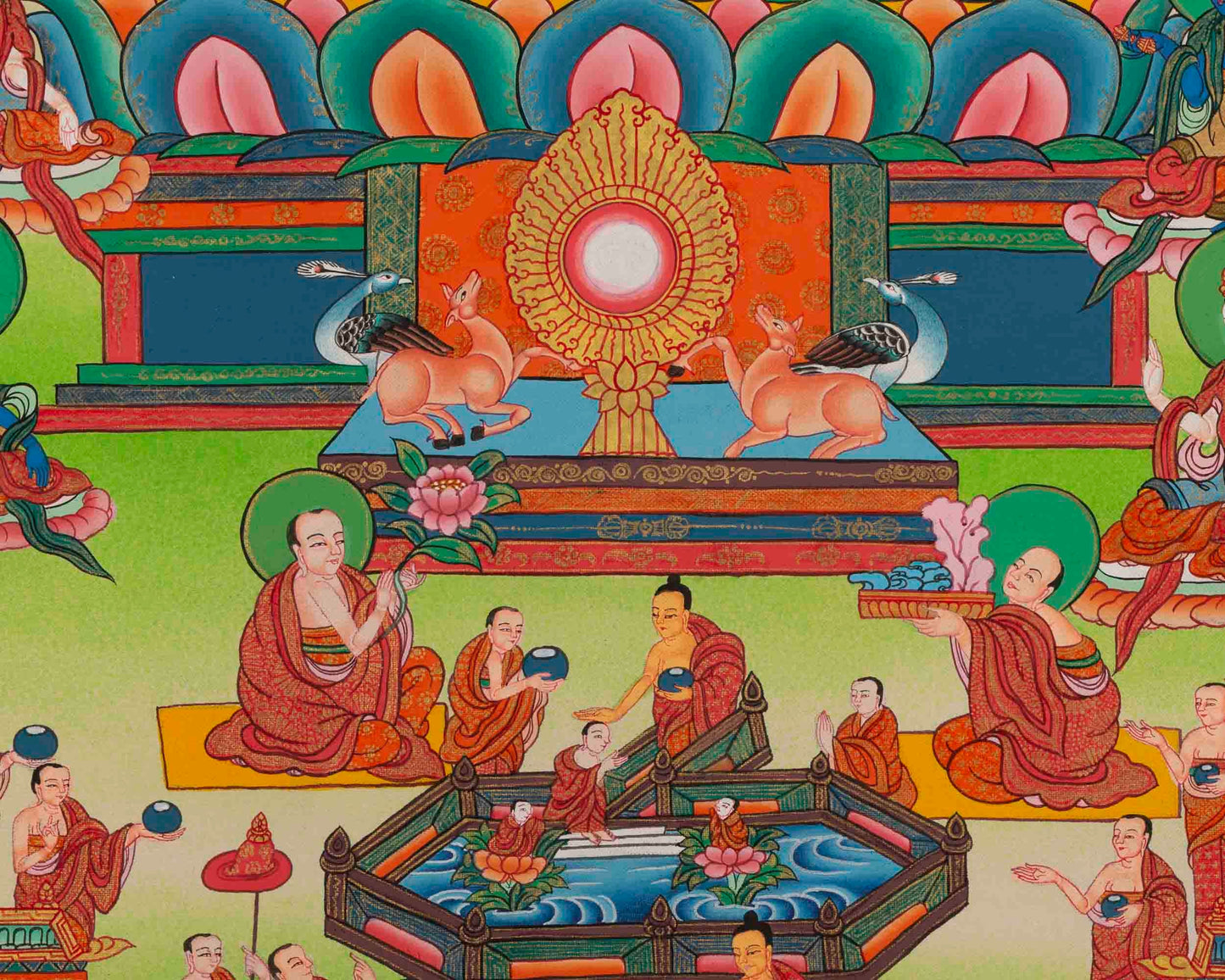 Original Hand-Painted Amitabha Buddha Palace | Sukhavati Thangka | Tibetan Buddhist Painting |