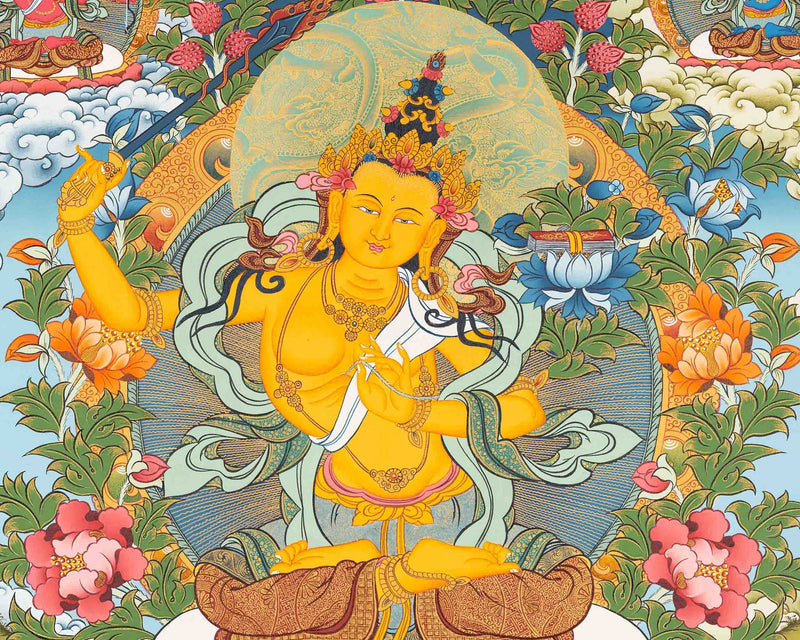 Manjushri Thangka Painting | Original Hand-Painted Bodhisattva Of Wisdom |