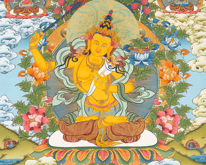 Manjushri Thangka Painting | Original Hand-Painted Bodhisattva Of Wisdom |