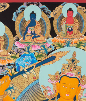 Hand painted Manjushree Thangka with Beautiful Color Combination | Good Luck to House