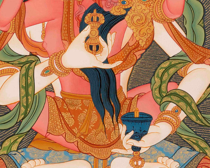 Vajrasattva Shakti HandPainted Buddhist Thangka | High Quality Art on Cotton Canvas